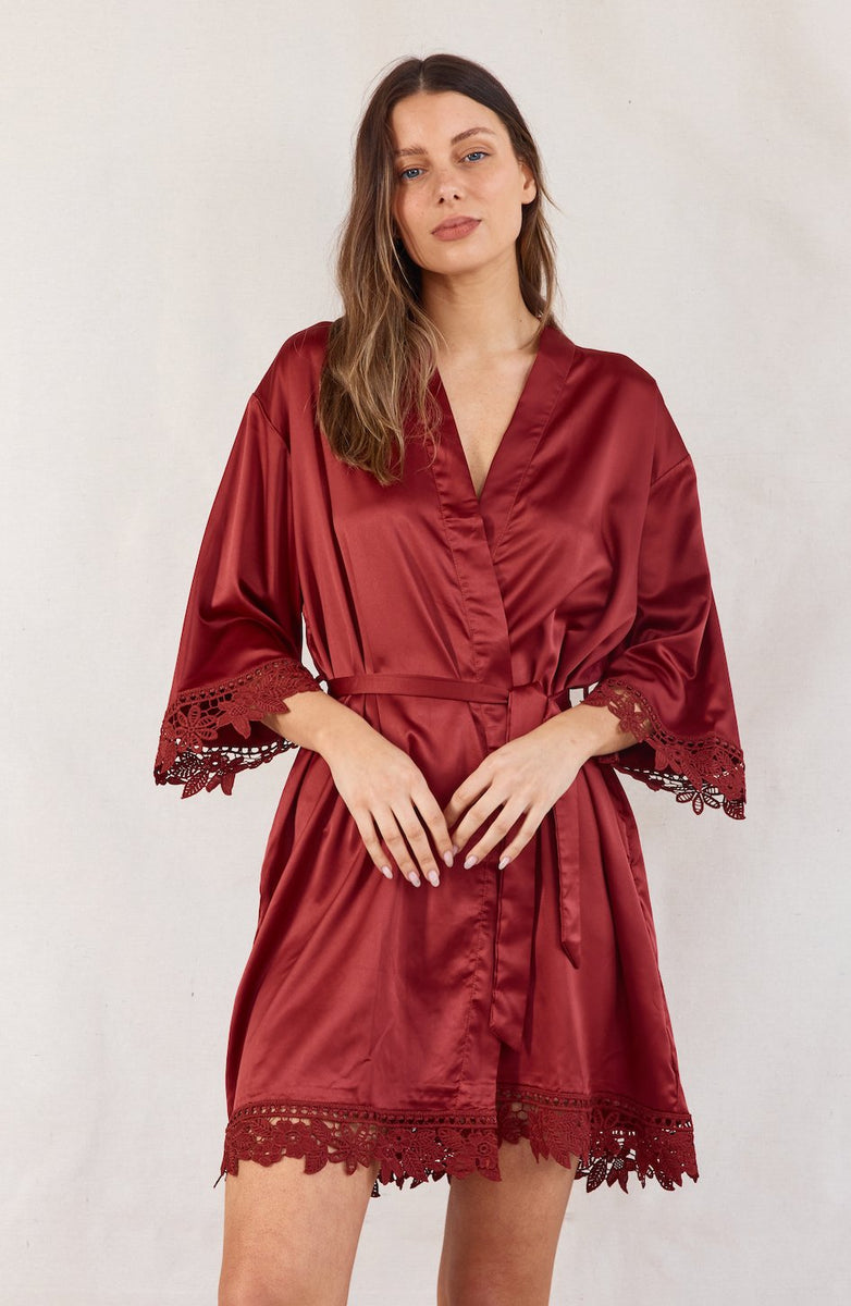 Ella Copper Rose Satin Robe Bridal Party Robes Bridesmaids Only