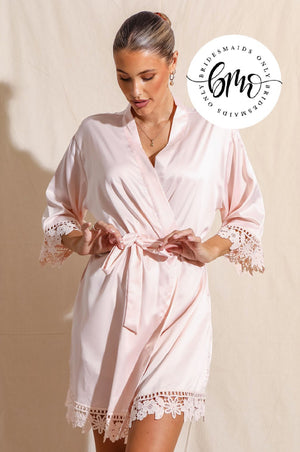 Ella Blush Satin Robe | Bridesmaids Only