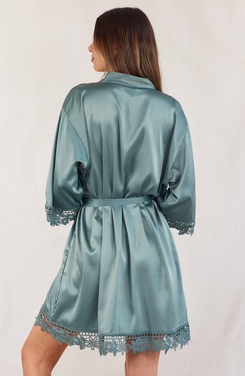Ella Eucalyptus Satin Robe | Bridal Party Robes | Bridesmaids Only