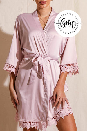 Ella Nude Pink Satin Robe | Bridesmaids Only