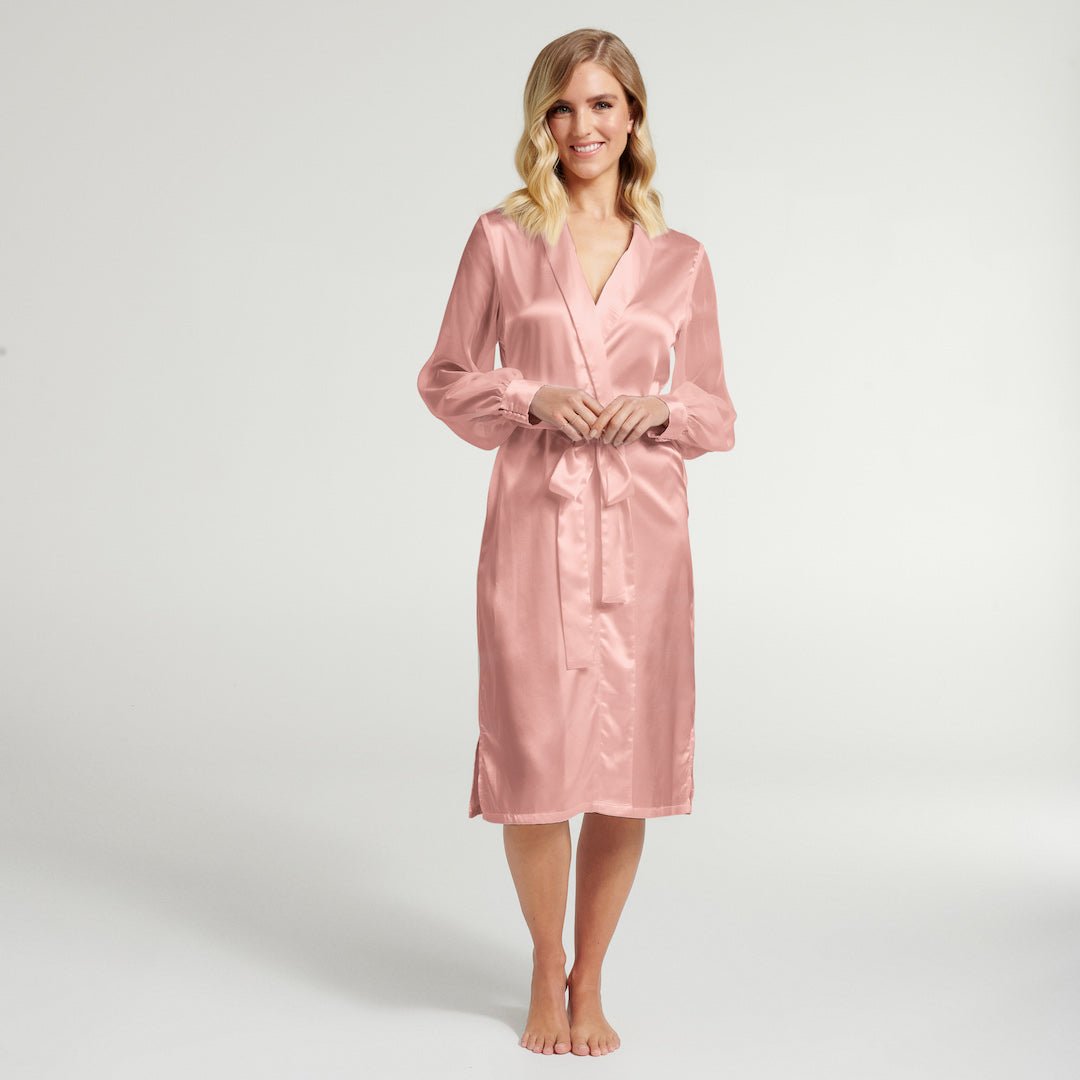 Olivia Midi Satin Bridal Robe - Bridesmaid Boxes