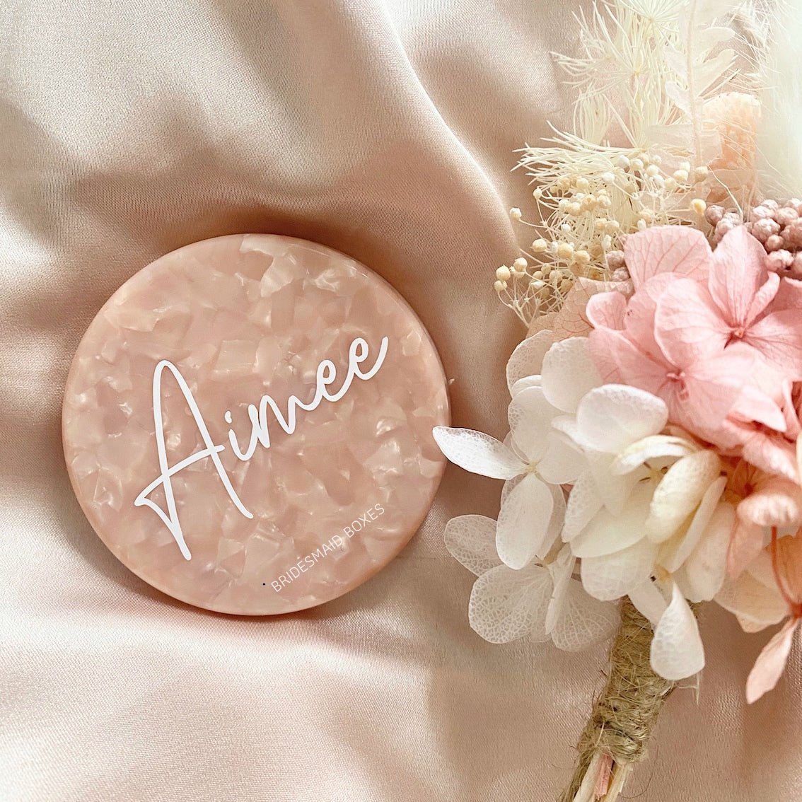 Personalised Rose Gold Compact Mirror Bridesmaid Gift Maid of 