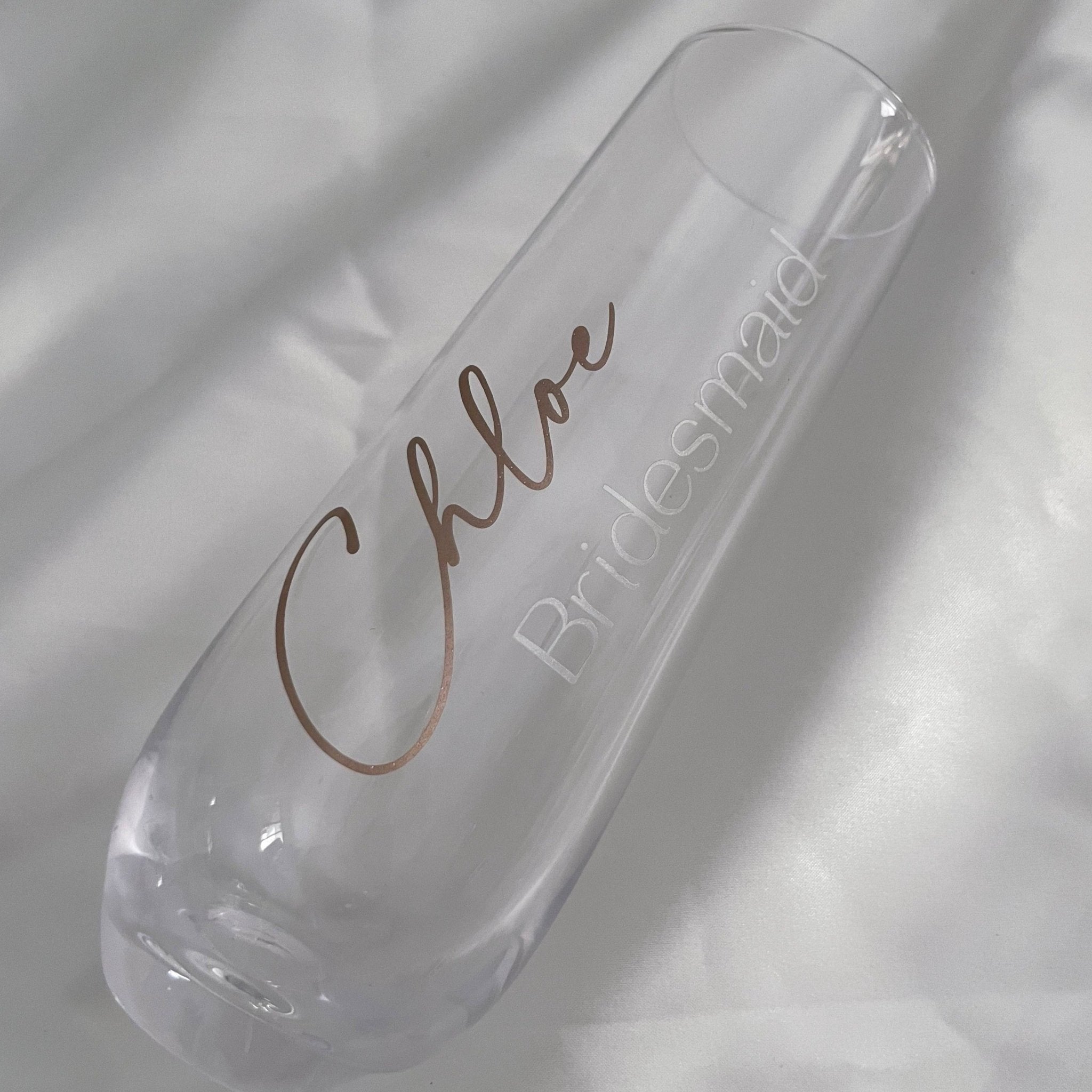 Personalised Stemless Flute Glass *Name & Title* - Bridesmaid Boxes