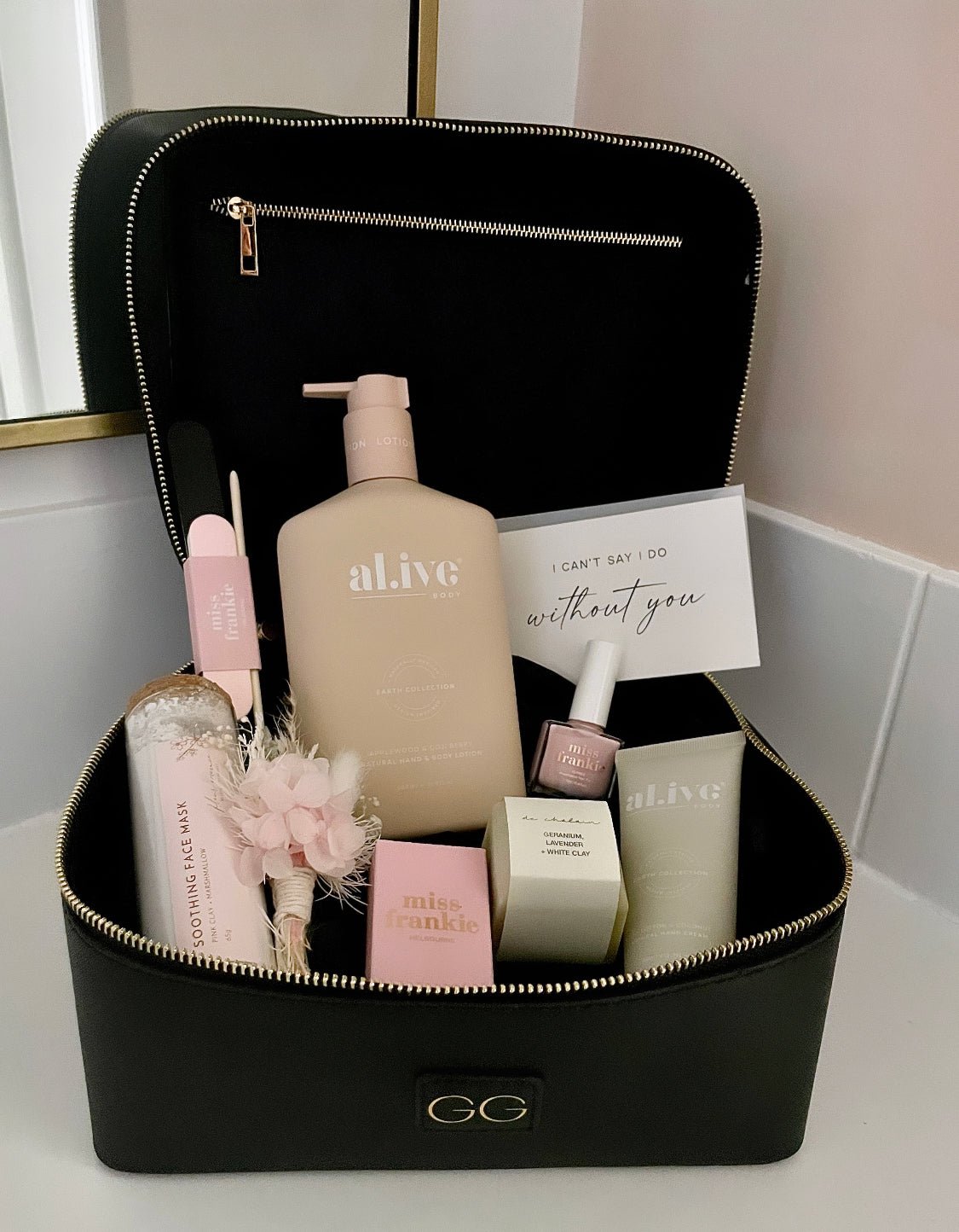 Personalised Vanity Bag - Saffiano Leather (3 Colours Available) - Bridesmaid Boxes