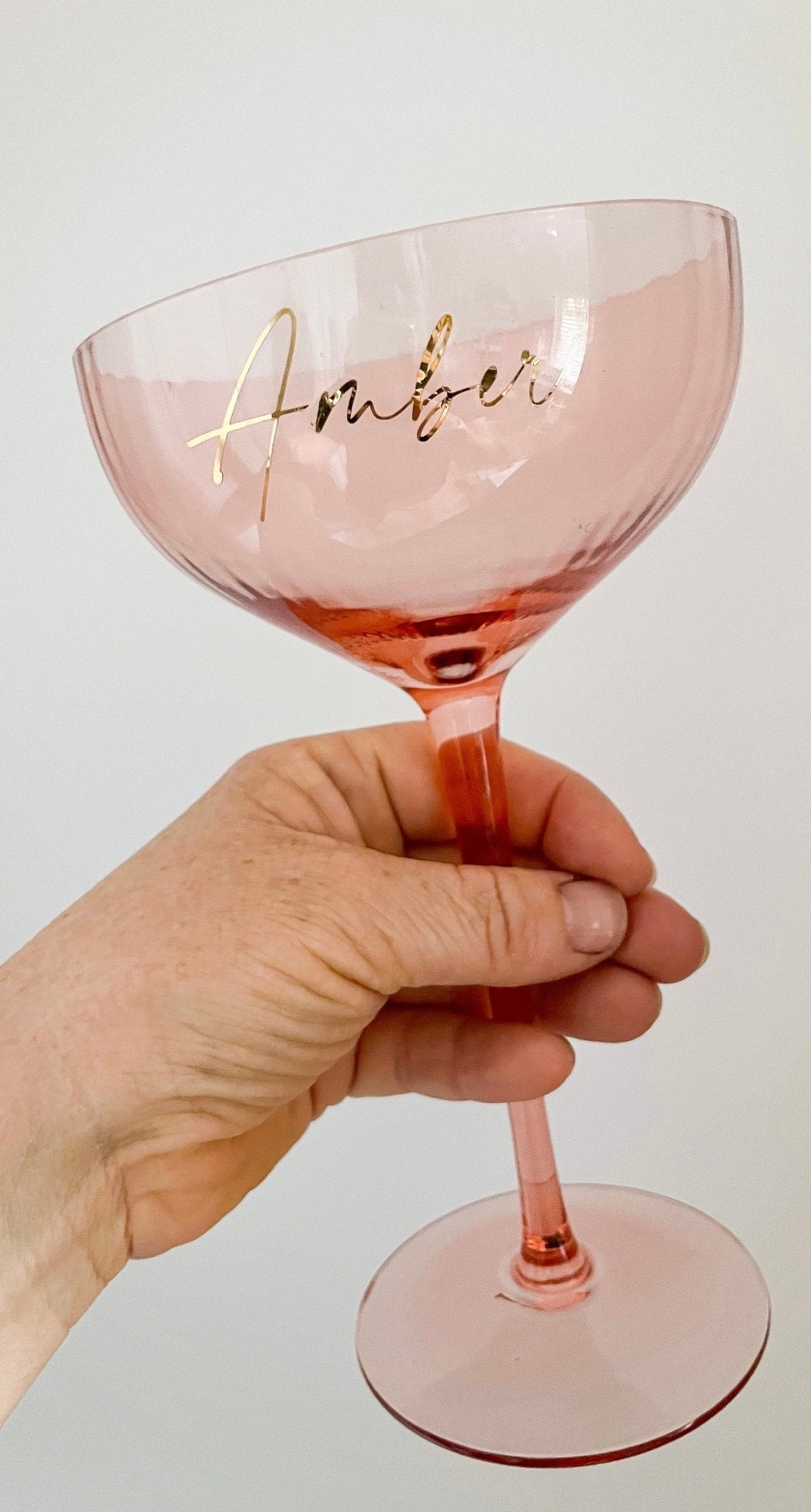 Pink Cocktail Coupe Glass (Fits Large Box Sizes Only) - Bridesmaid Boxes