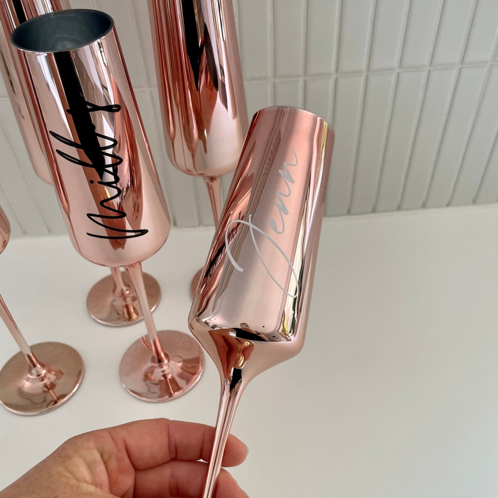 Rose Gold Metallic Flute Glass - Bridesmaid Boxes