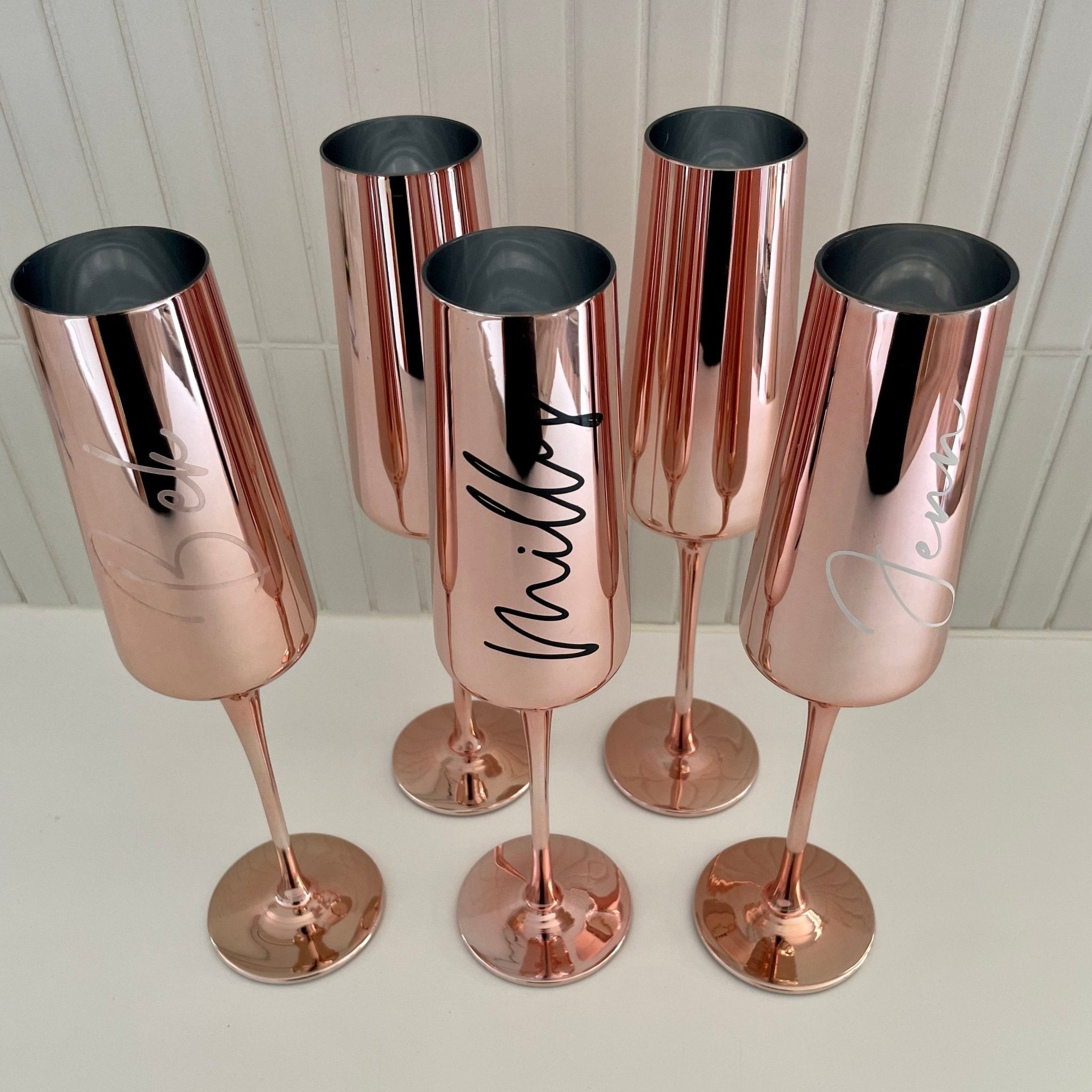 Rose Gold Metallic Flute Glass - Bridesmaid Boxes