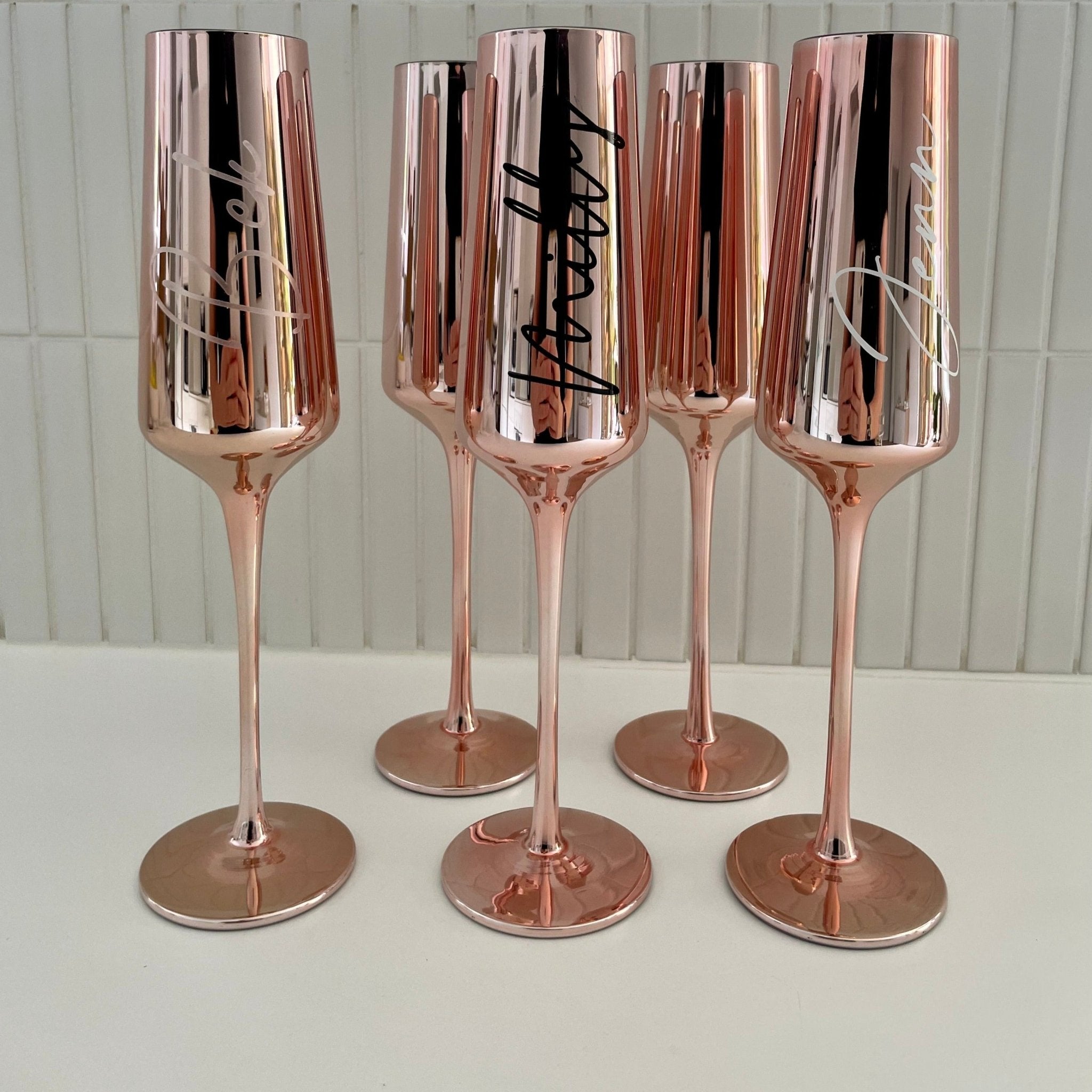 Rose Gold Metallic Flute Glass - Bridesmaid Boxes