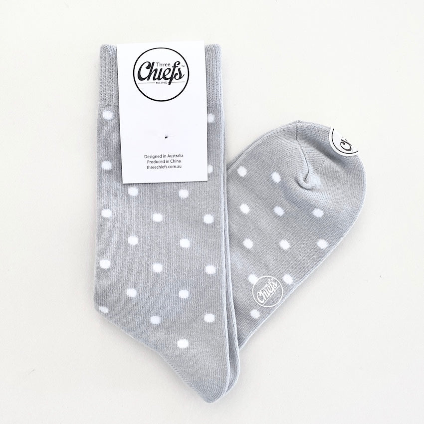 Three Chiefs Grey/White Polka Socks - Bridesmaid Boxes